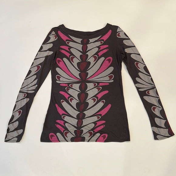 Mossimo Grey & Pink Graphic Design Light Weight Long Sleeve T Shirt Womens Small - Picture 2 of 6